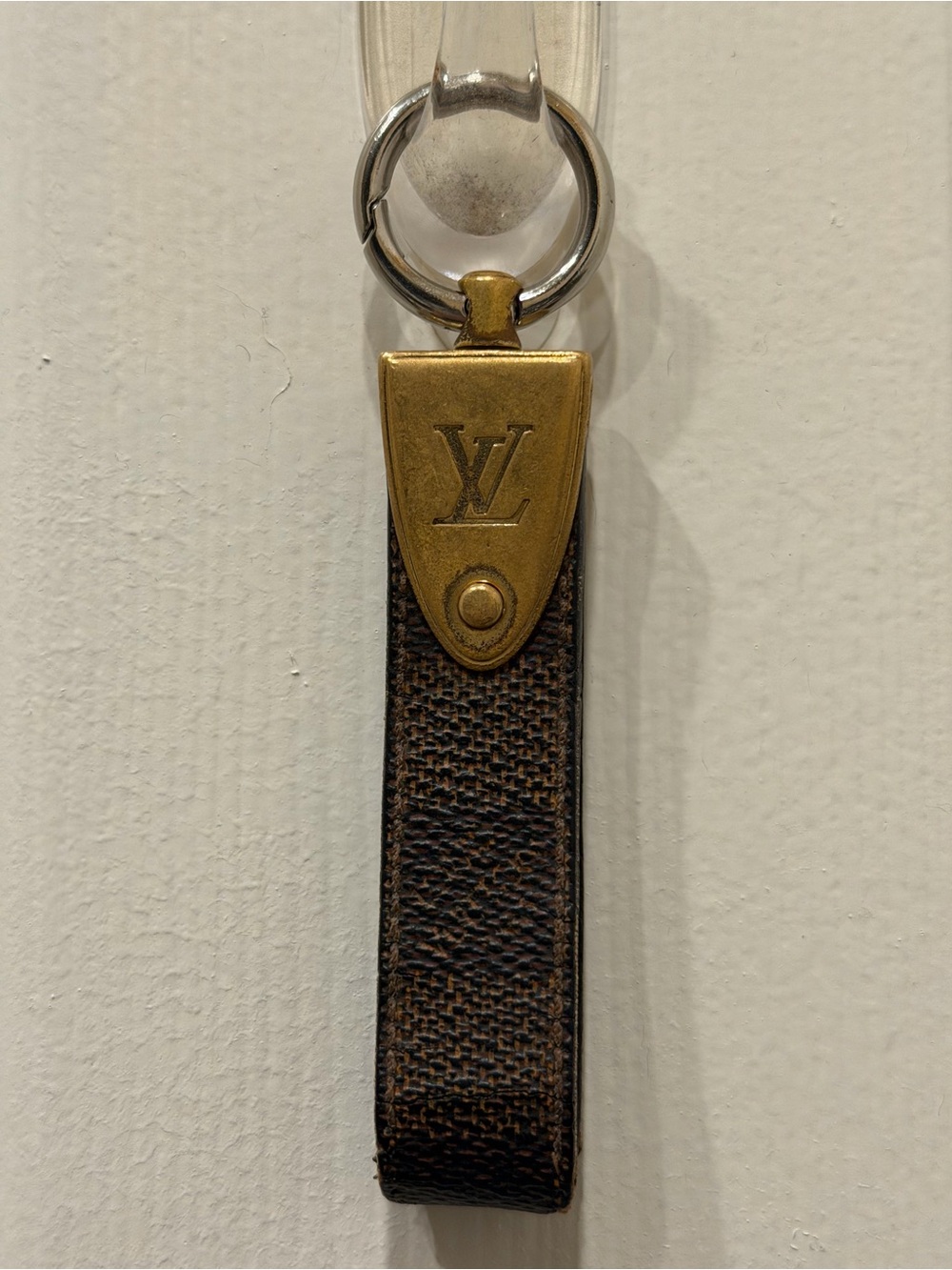 Louis Vuitton Dragonne Key Holder Damier Ebene Canvas Keychain Bag Charm